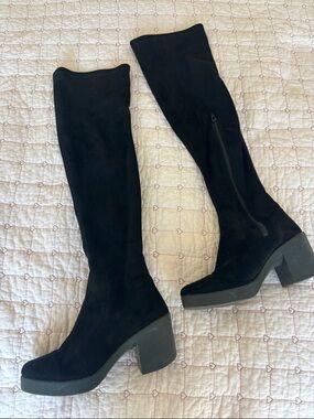Topshop black knee high over the knee boots